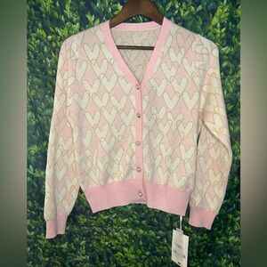 Charming Pink Heart Women's Cardigan